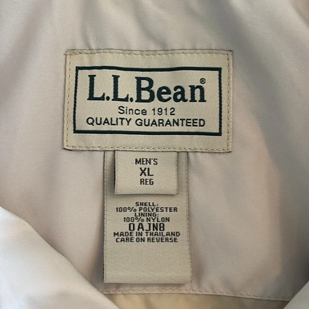 LL Bean Tan Khaki Nylon Men’s XL Coat - Picture 3 of 4
